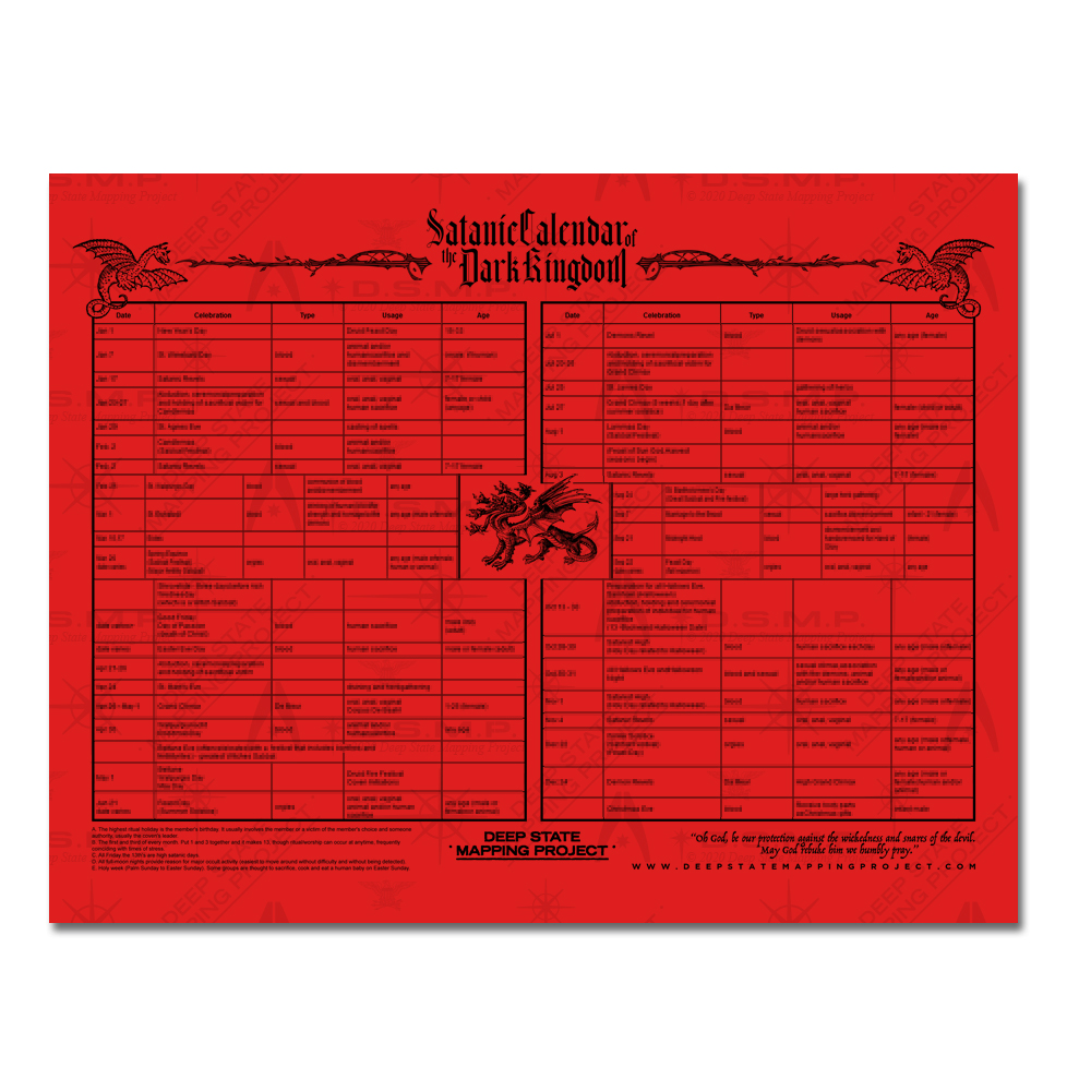 Dark Kingdom, Satanic Calendar 8.5 x 11" Cardstock - Image 2