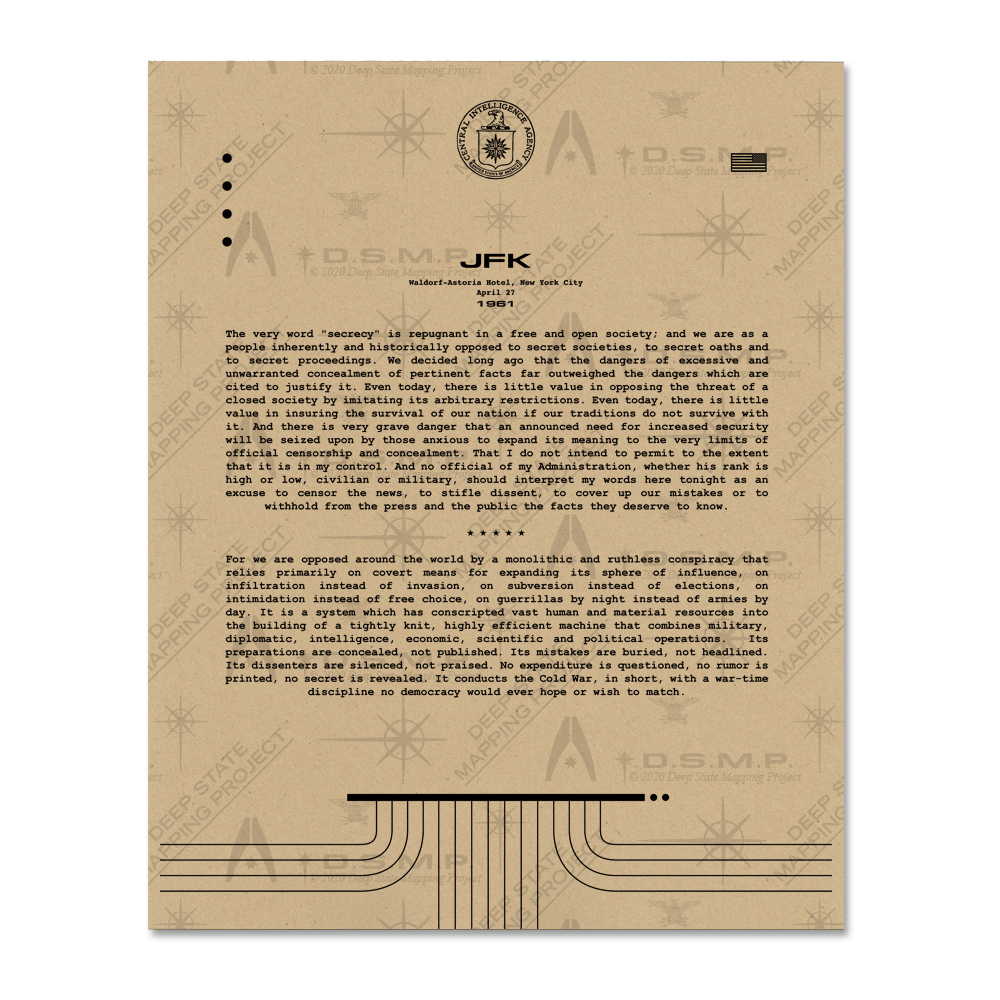 JFK 1964 "Secret Societies" Speech 8.5 x 11" CARDSTOCK - Image 2
