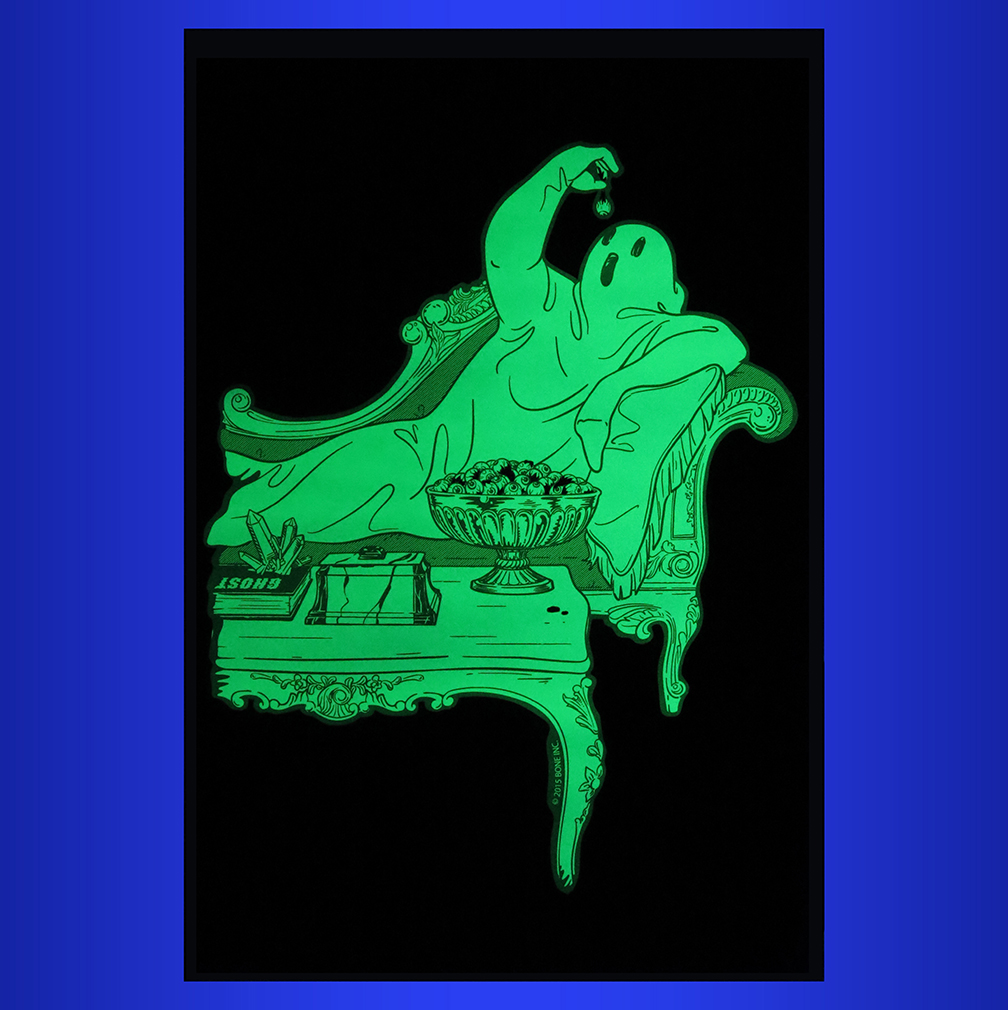 Eyeball Eating Ghost, Velvet Découpage Print, 13" x 19" - Image 2
