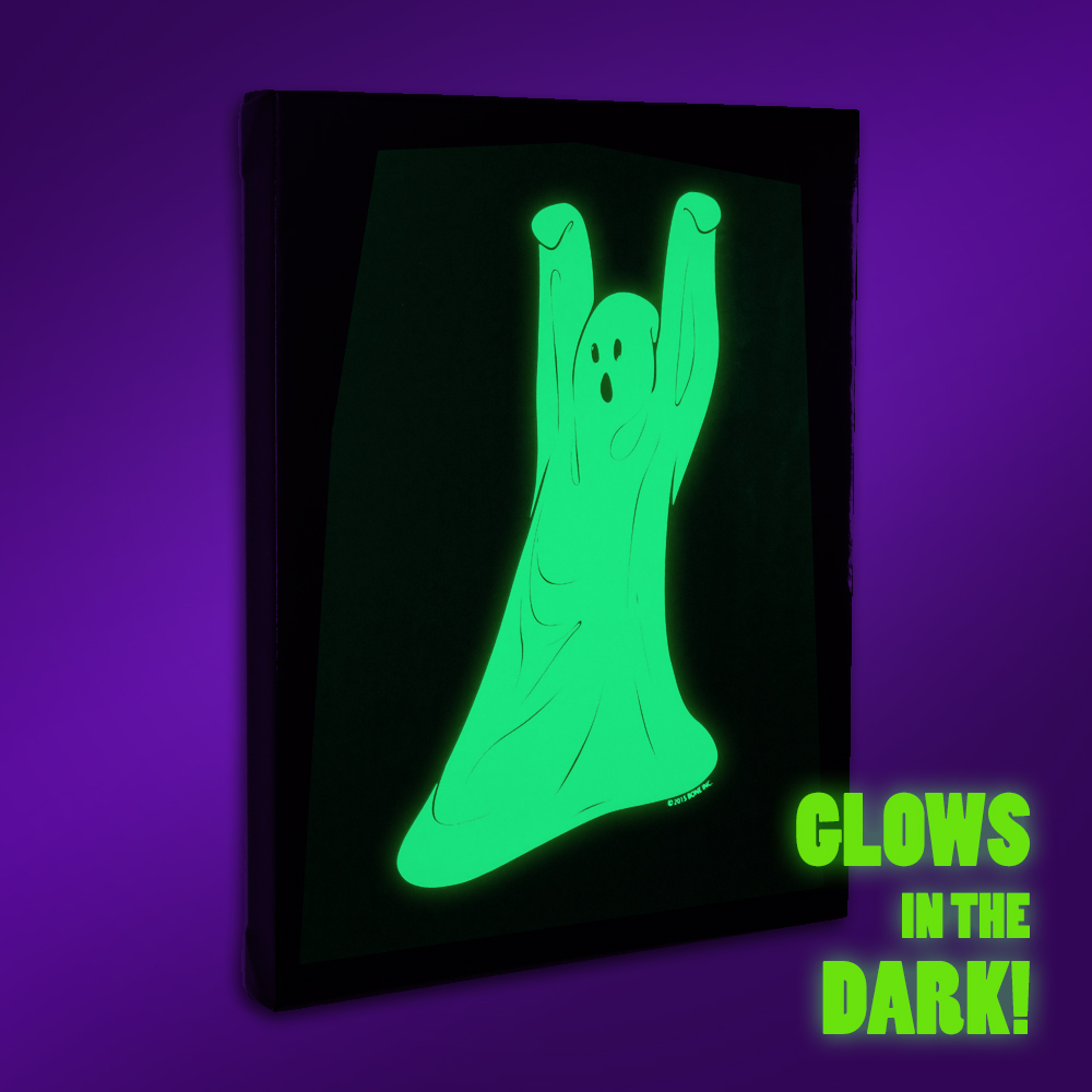 Tip Toe Ghost, Screen Print on Leather 16" x 20" - Image 3