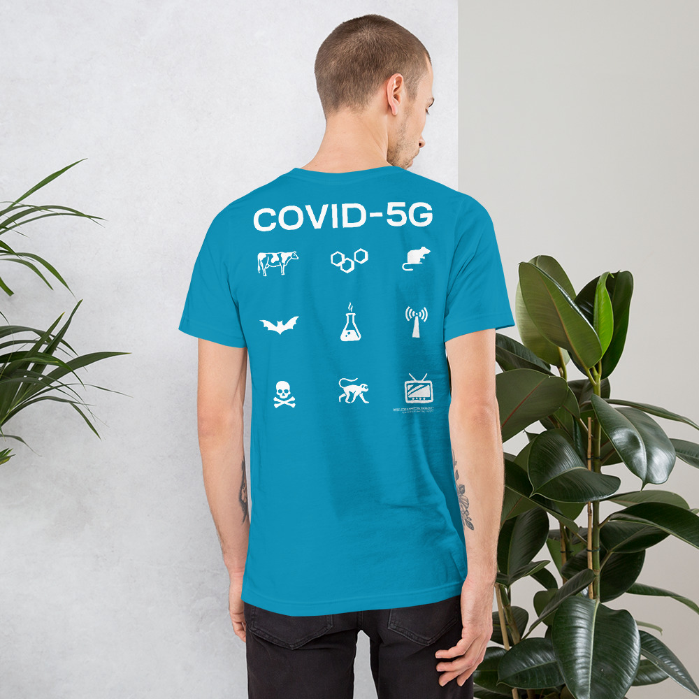 COV1D-5G T-Shirt (Aqua, Black) - Image 8
