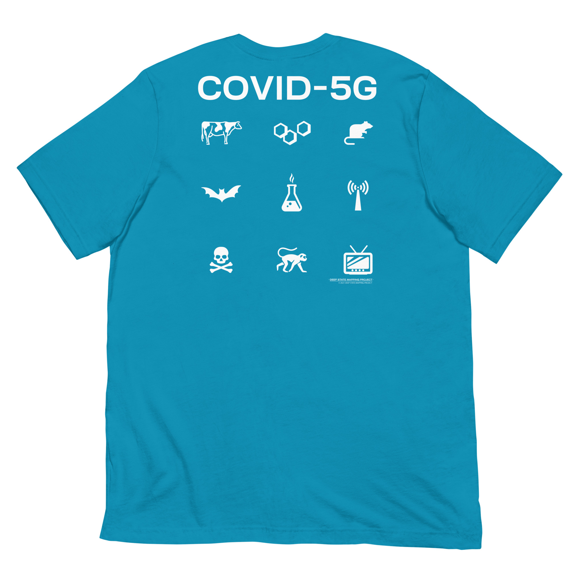 COV1D-5G T-Shirt (Aqua, Black) - Image 3