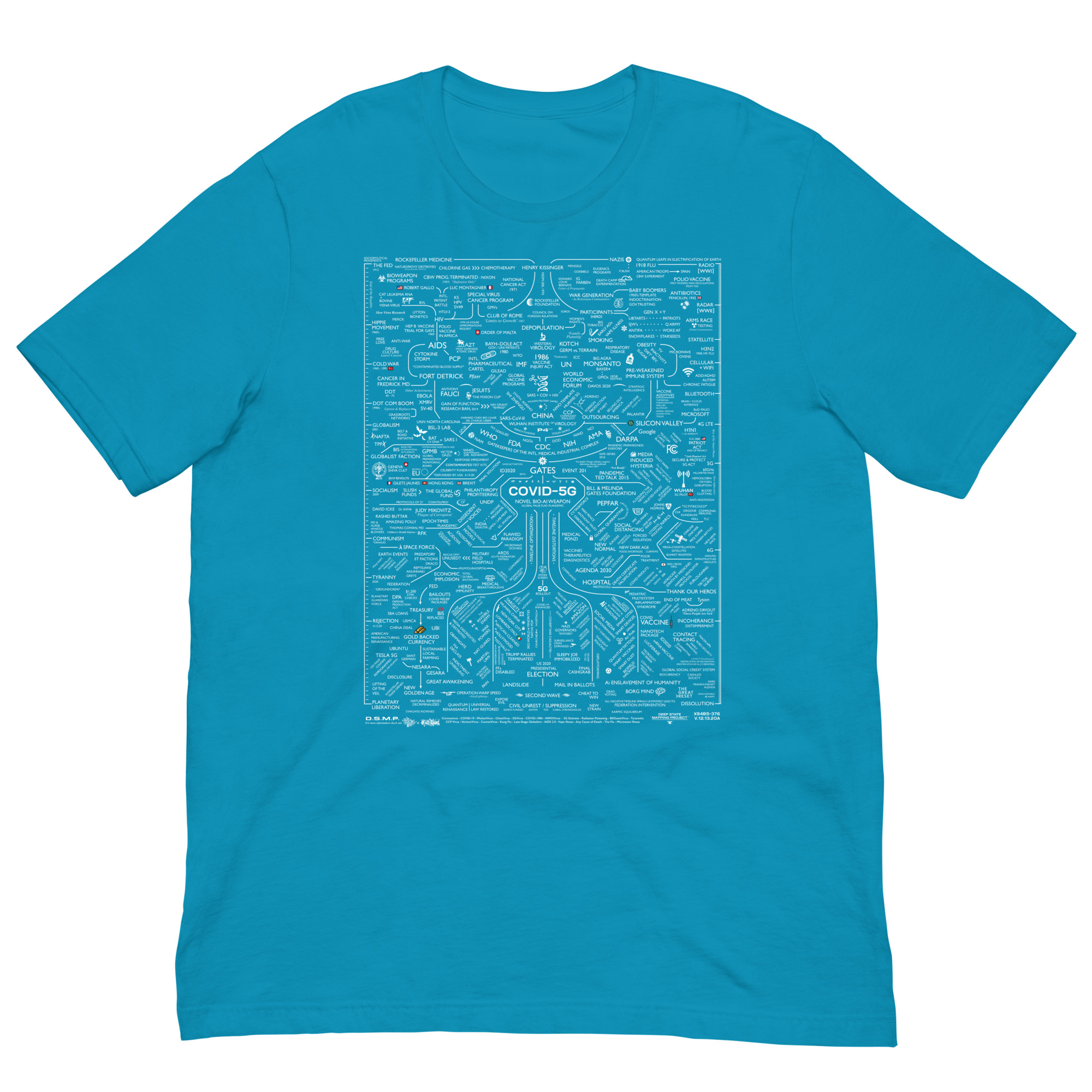 COV1D-5G T-Shirt (Aqua, Black) - Image 2