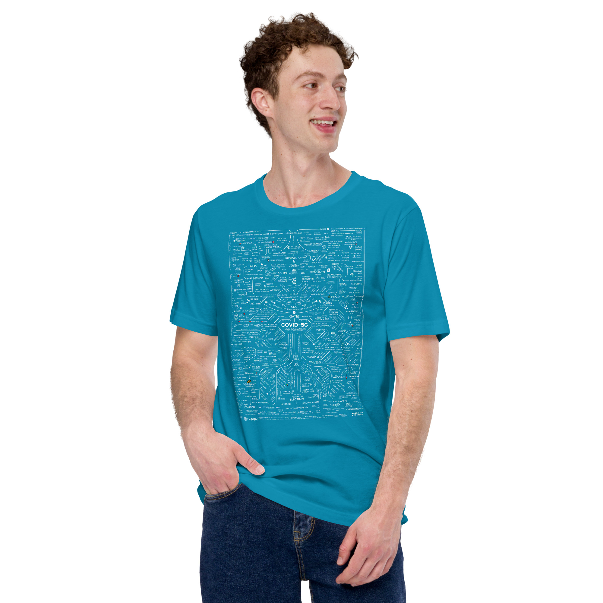 COV1D-5G T-Shirt (Aqua, Black) - Image 6