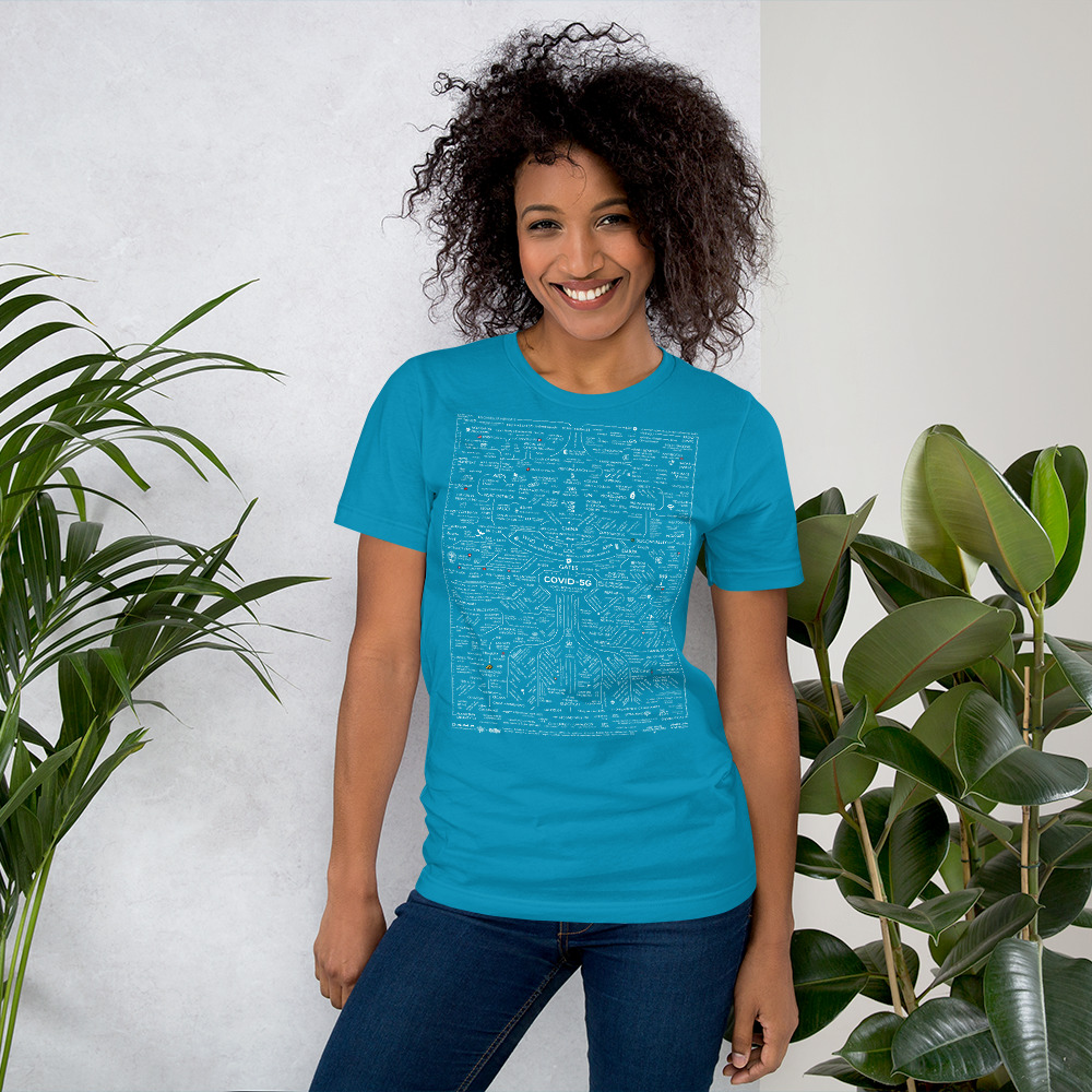 COV1D-5G T-Shirt (Aqua, Black) - Image 7