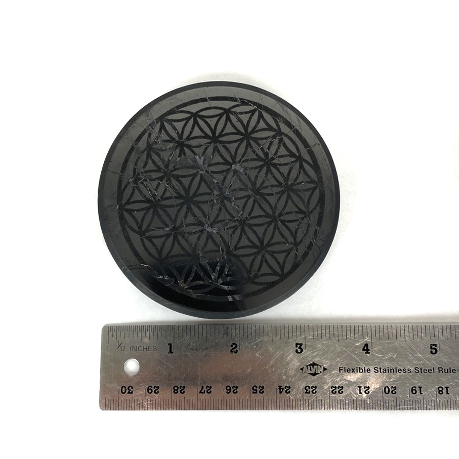 Shungite Flower of Life Disc, 3.75" Russia - Image 2