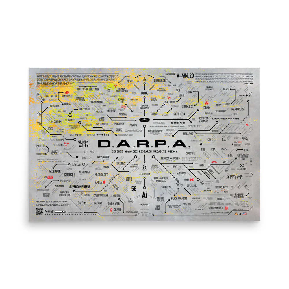DARPA MAP POSTER, (LIGHT GRAY) 24" x 36"