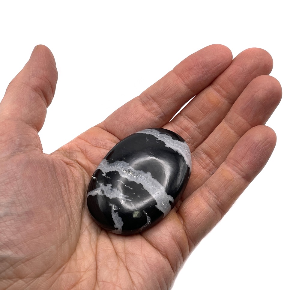 Black Sardonyx & Quartz Palmstone, India - Image 2