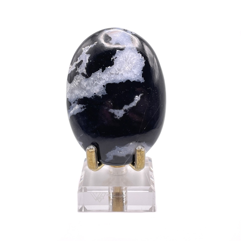 Black Sardonyx & Quartz Palmstone, India - Image 6