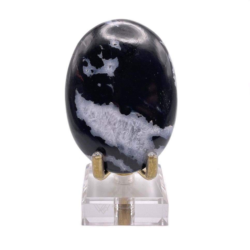 Black Sardonyx & Quartz Palmstone, India - Image 5