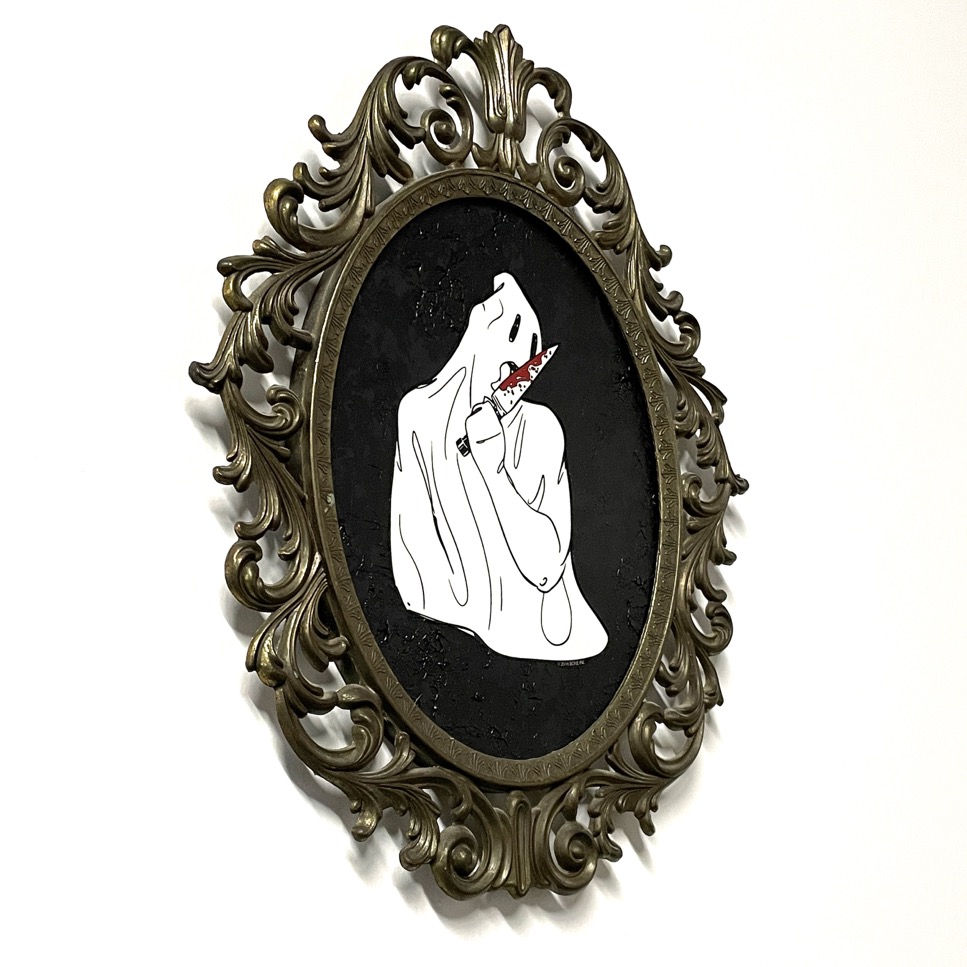 Knife Licking Ghost, Mixed Media, 10.5" x 13.75" - Image 2