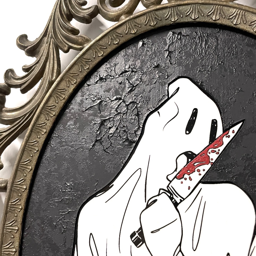 Knife Licking Ghost, Mixed Media, 10.5" x 13.75" - Image 3
