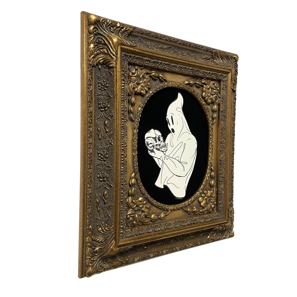 Skull Pondering Ghost, Mixed Media, 15" x 17" - Image 2