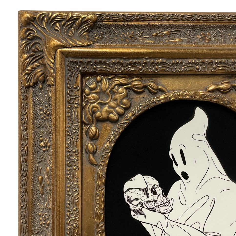 Skull Pondering Ghost, Mixed Media, 15" x 17" - Image 3
