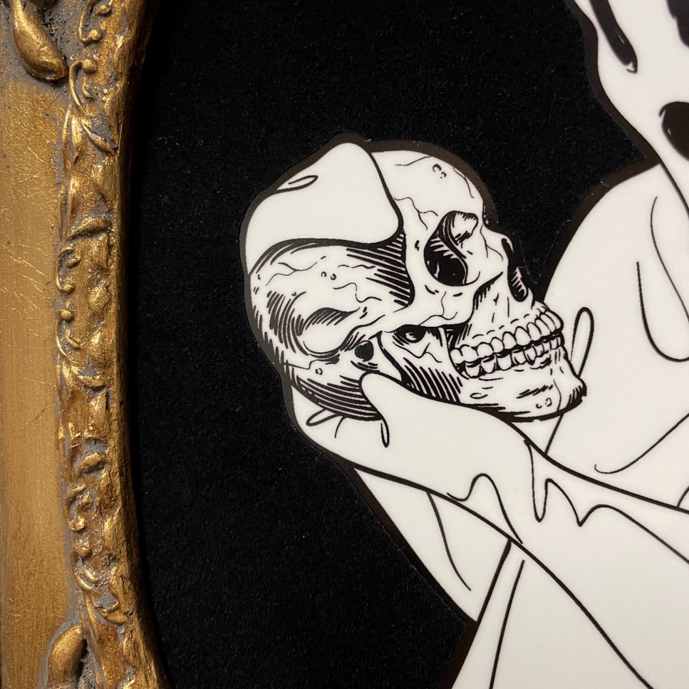 Skull Pondering Ghost, Mixed Media, 15" x 17" - Image 4