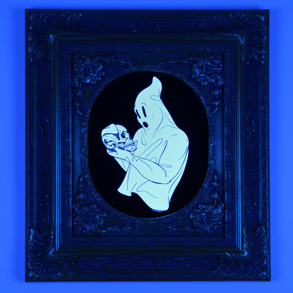Skull Pondering Ghost, Mixed Media, 15" x 17" - Image 6