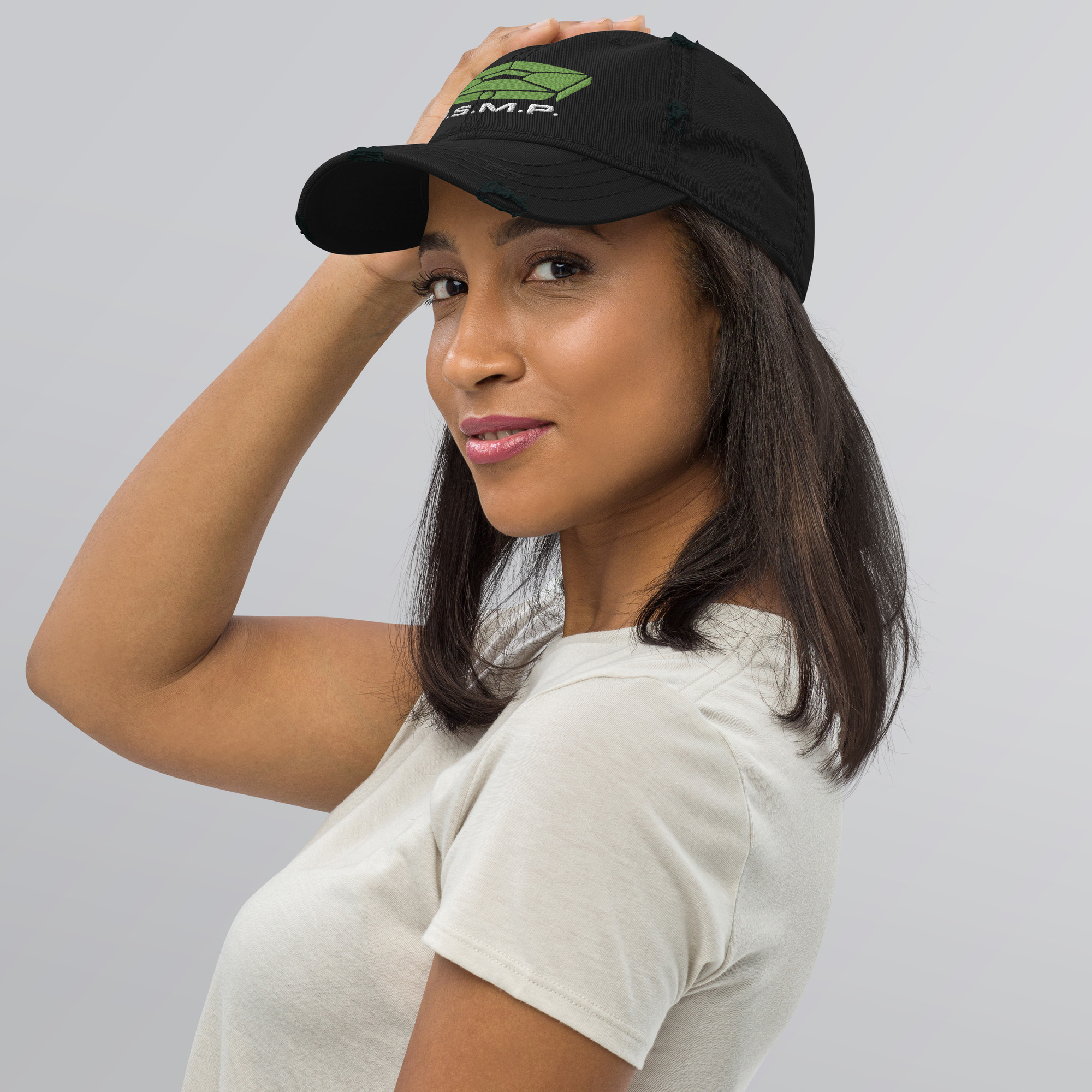 D.S.M.P. Distressed Corporate Logo Hat (Green) - Image 3