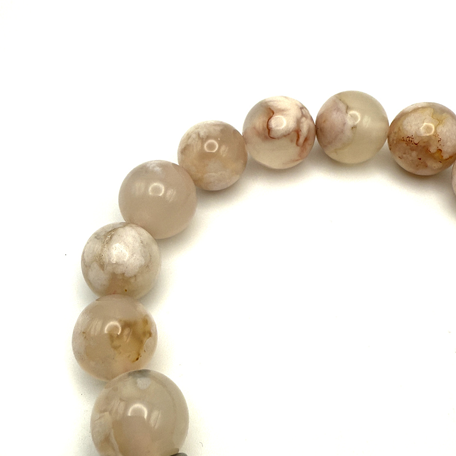 Flower Agate 12mm Bead Bracelet - Image 4