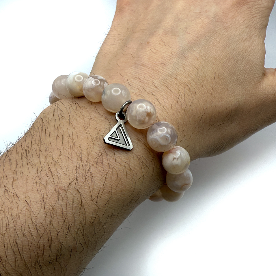 Flower Agate 12mm Bead Bracelet - Image 3