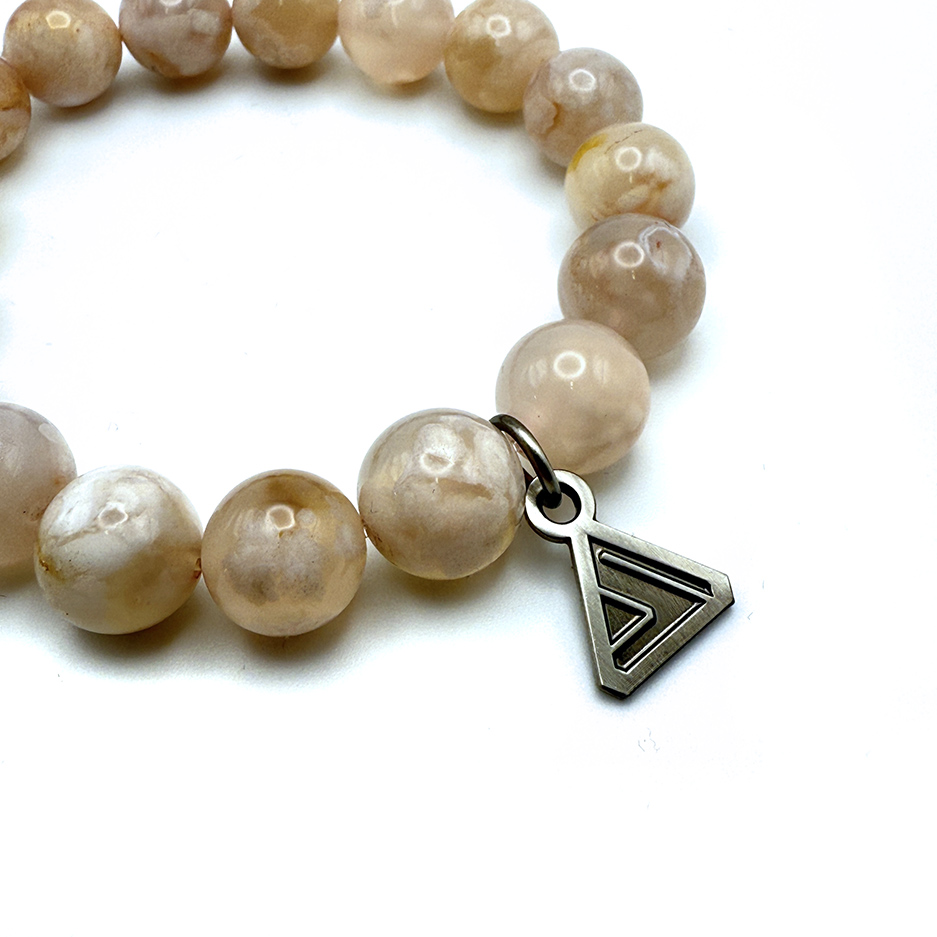 Flower Agate 12mm Bead Bracelet - Image 2