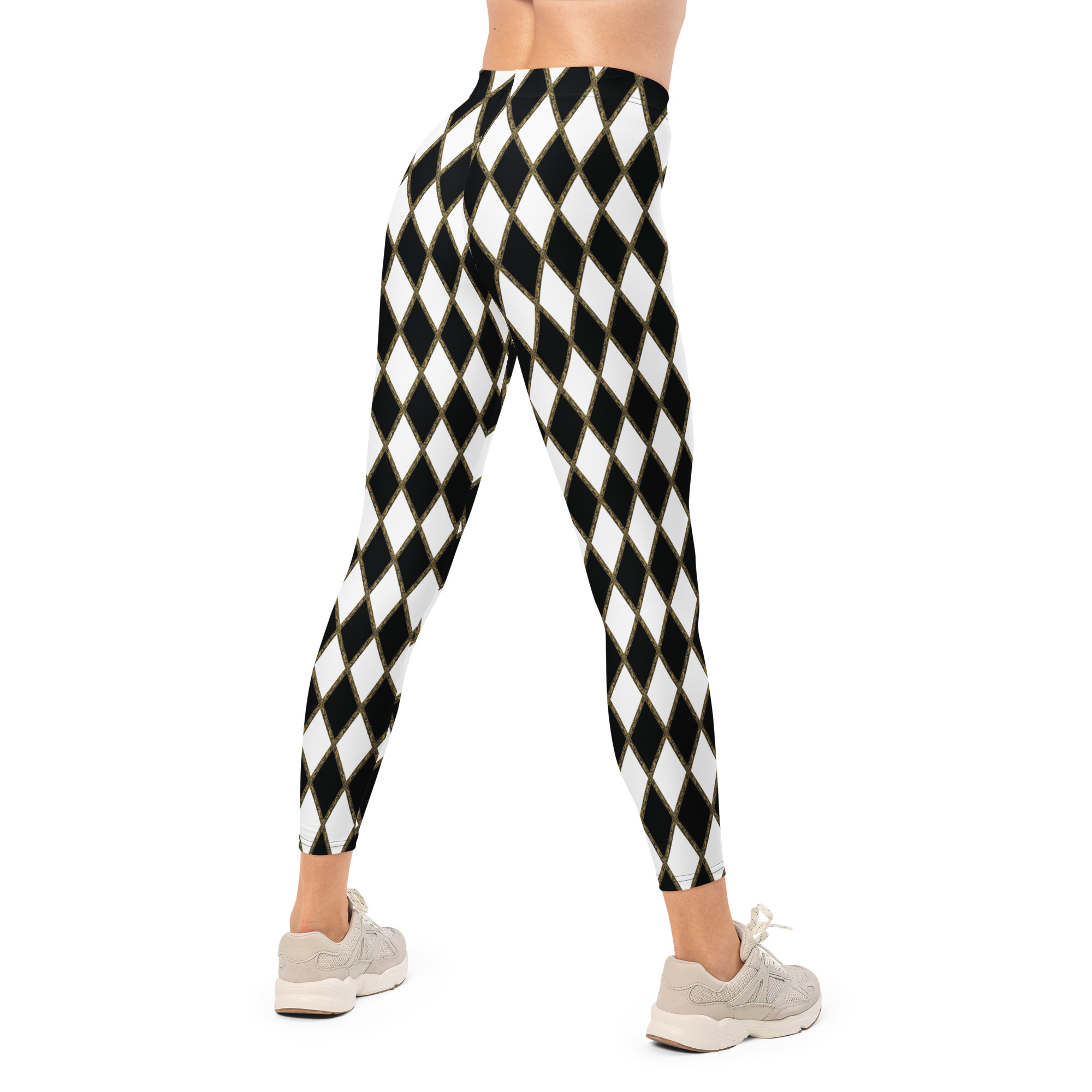 Diamond Jester Leggings, Black & White - Image 4