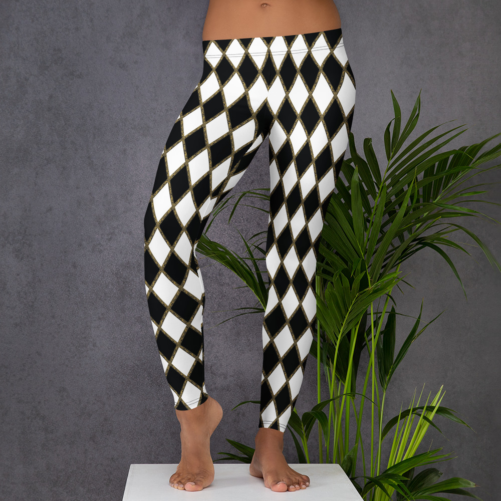 Diamond Jester Leggings, Black & White - Image 6