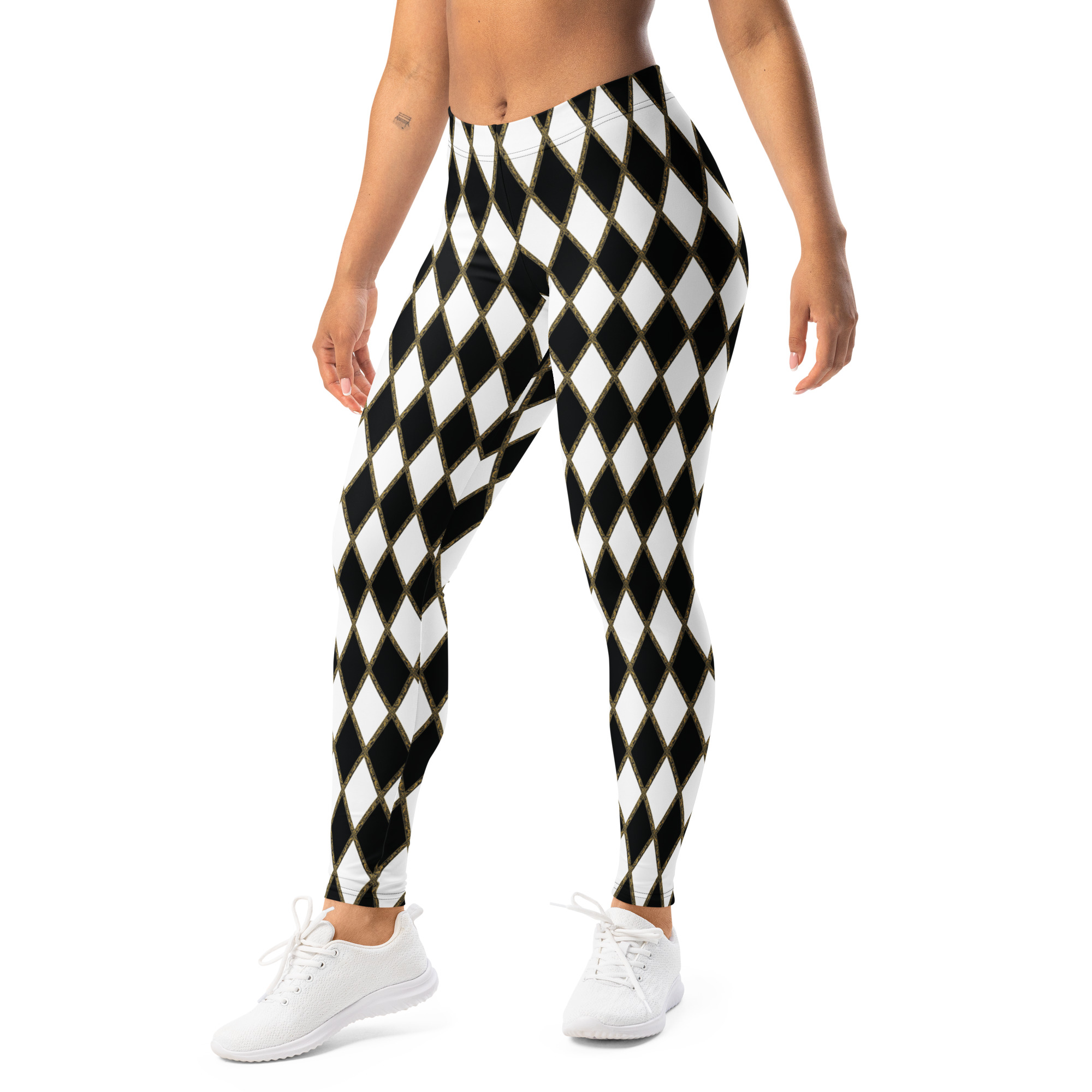 Diamond Jester Leggings, Black & White - Image 2