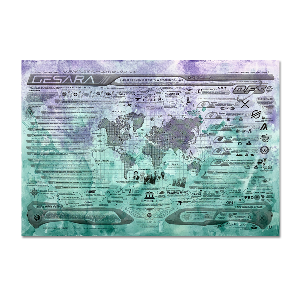 GESARA Map (Teal) : Fluid Acrylic Painting, 2026