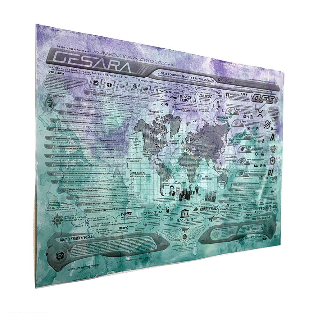 GESARA Map (Teal) : Fluid Acrylic Painting, 2026 - Image 2