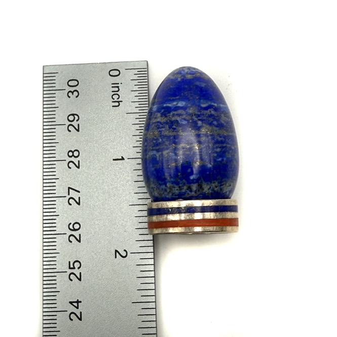 Lapis Lazuli Egg, w Silver Inlay Stand - Image 3