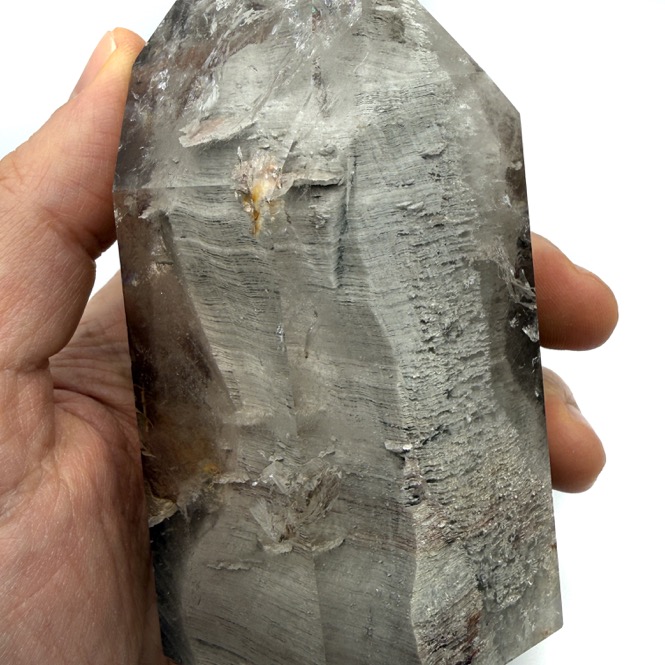 Grey Phantom Lodolite Quartz Point, 4.75" - Image 6