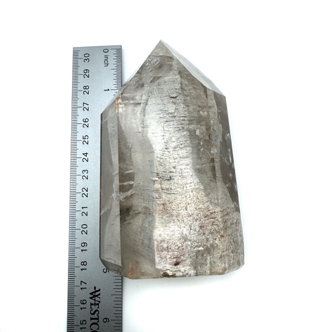 Grey Phantom Lodolite Quartz Point, 4.75" - Image 7