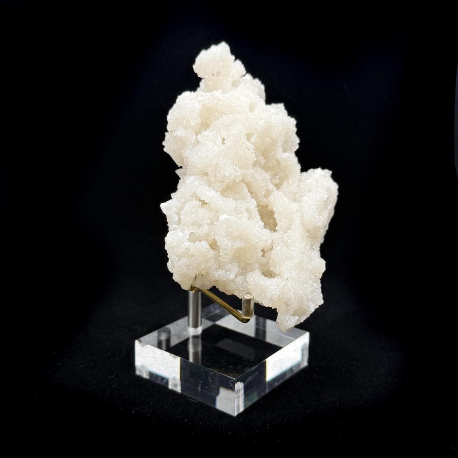 White Aragonite Cluster w Stand, Mexico